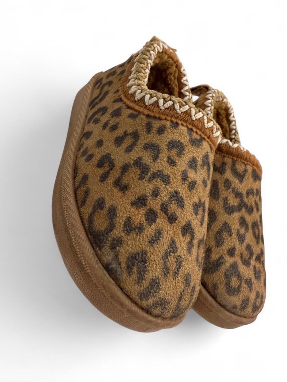Kids Leopard-Print Slip-On Slippers - Brown